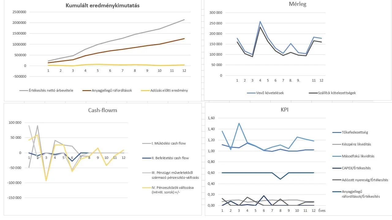 Pénzügyi terv, mérleg, eredménykimutatás, cash-flow