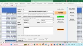 Projekt táblázat és beviteli űrlap